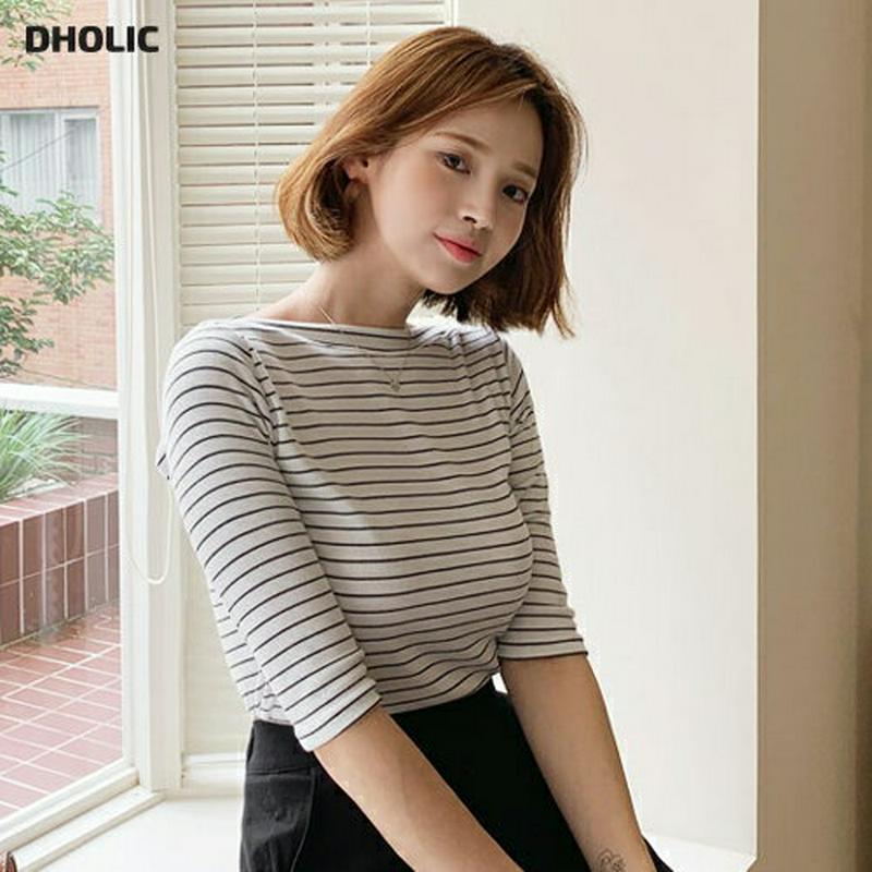 【配送遅延】【新作10%OFF】ボートネックボーダーTシャツ・全4色・t60573 レディース【tops】【韓国 ファッション 