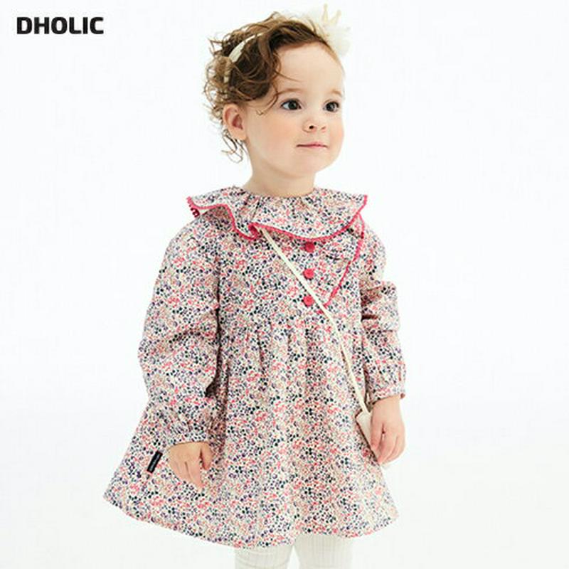 【新作10%OFF】バッグ付ラッフルカラー花柄ワンピース・p004876 キッズ【3~8才】【ops】【ワンピース 長袖 ミディ