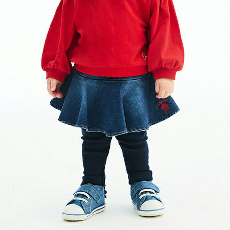【新作10%OFF】ロゴデニムスカートレギンス・p004872 キッズ【3~8才】【pt】【レギンス スカートレギンス ロング 
