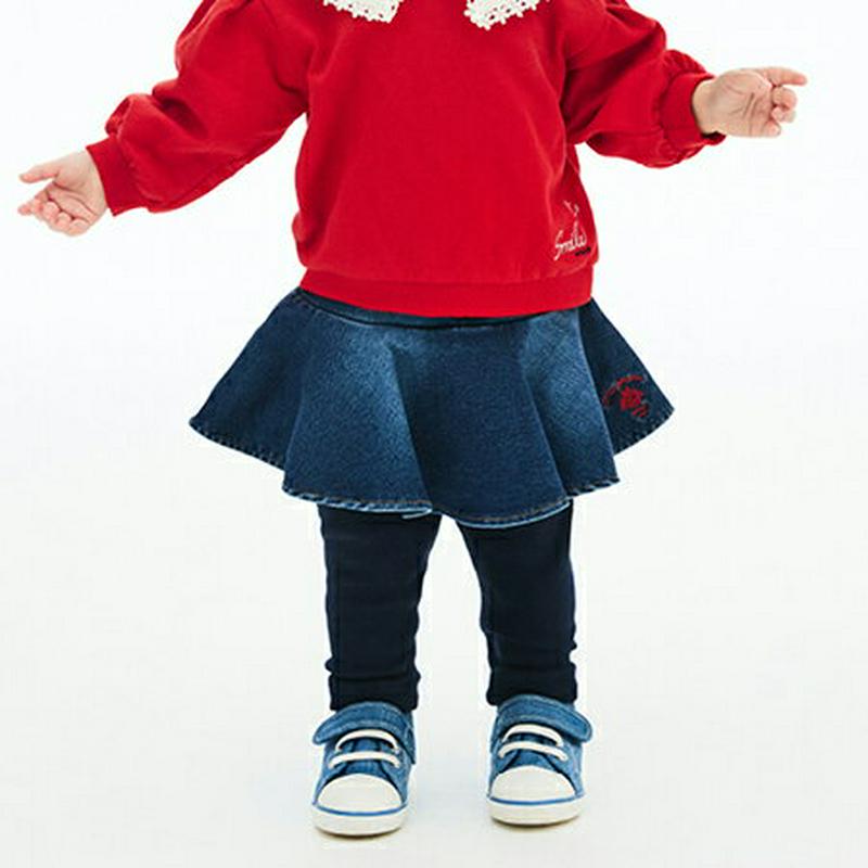 【新作10%OFF】ロゴデニムスカートレギンス・p004872 キッズ【3~8才】【pt】【レギンス スカートレギンス ロング 