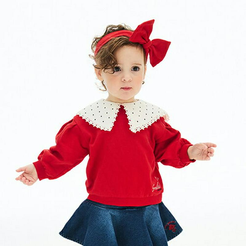 【新作10%OFF】Smile刺繍ドットカラースウェット・p004870 キッズ【3~8才】【tops】【トップス スウェット 