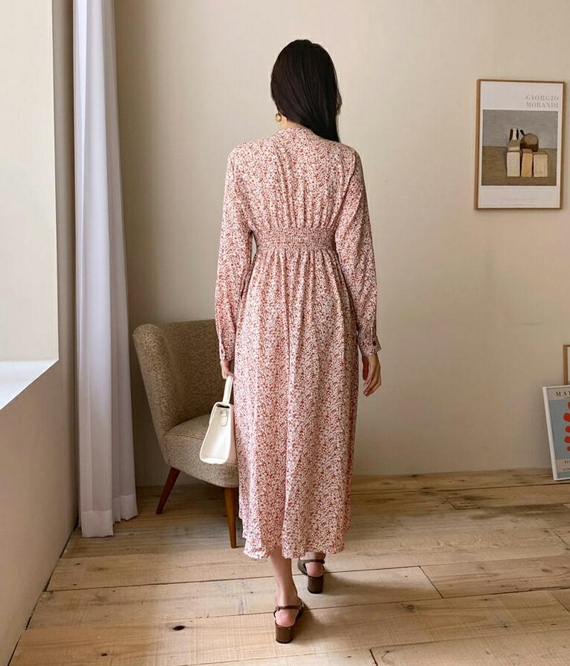 【新作10%OFF】Vネックプリーツ花柄ワンピース・全3色・t60592 レディース【ops】【韓国 ファッション ワンピース 