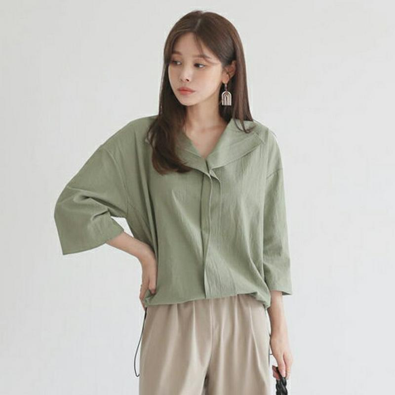 【新作10%OFF】ストリングへムブラウス・全3色・t63612 レディース【bl】【韓国 ファッション トップス ブラウス 七