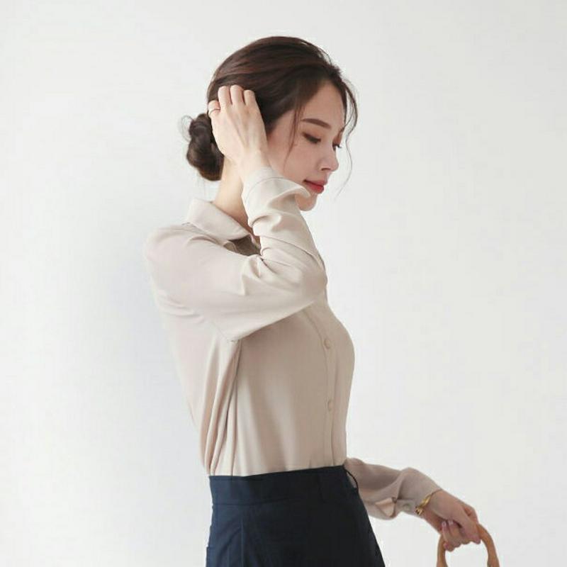 【新作10%OFF】カラーブラウス・全3色・t63610 レディース【bl】【韓国 ファッション トップス ブラウス 長袖 単色