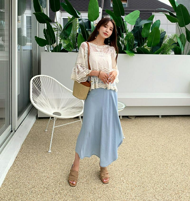 【配送遅延】ラップフレアスカート・全3色・t60470 レディース【sk】【韓国 ファッション ボトムス スカート ロング丈 ロ