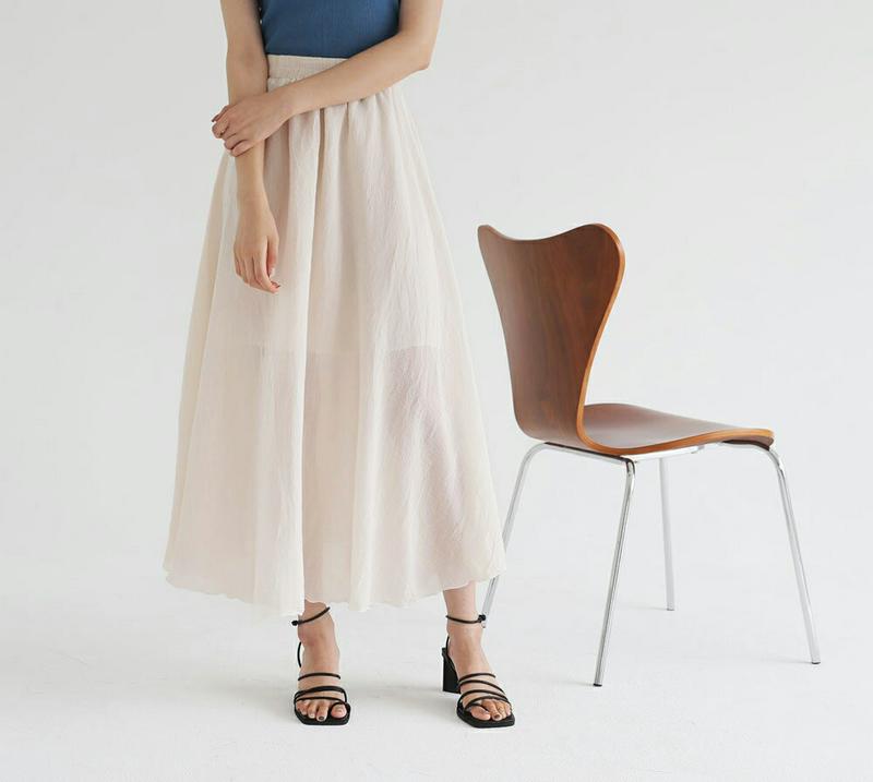 ≪人気商品再入荷≫シフォンAラインスカート・全3色・b56605 レディース【sk】 韓国ファッション ボトムス スカート ロング ロングスカート Aライン Aラインスカート シフォン ウエストゴム 楽ちん カジュアル シンプル 単色 無地 大人 夏