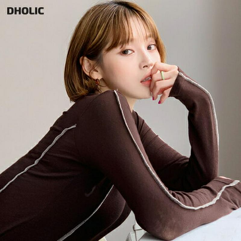 【配送遅延】【新作10%OFF】配色ステッチTシャツ・全3色・b47931 レディース【tops】【韓国 ファッション トップス
