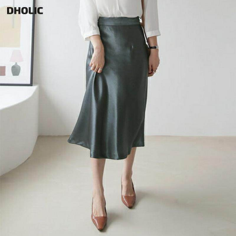 【新作10%OFF】バックゴムサテンスカート・全4色・b63708 レディース【sk】【韓国 ファッション スカート ミディ丈 