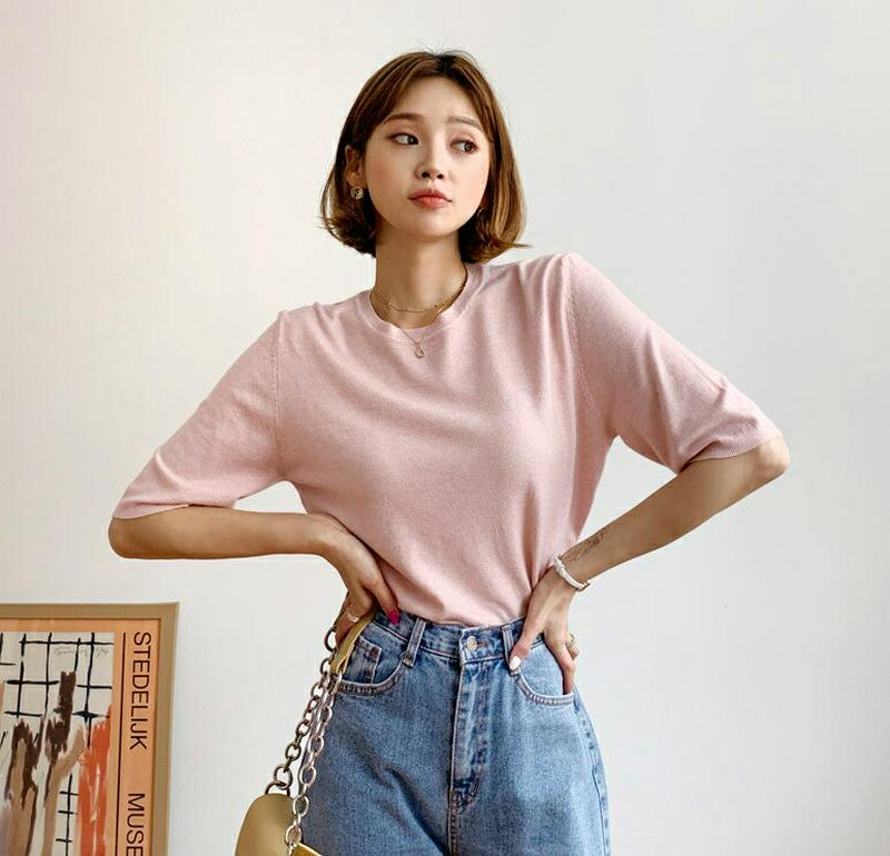 【配送遅延】【新作10%OFF】5分丈スリーブニット・全5色・t47930 レディース【tops】【韓国 ファッション トップス