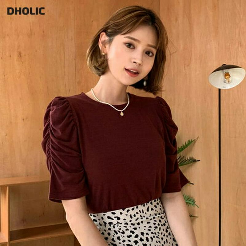 【配送遅延】【新作10%OFF】スリーブギャザーTシャツ・全3色・t47928 レディース【tops】【韓国 ファッション トッ