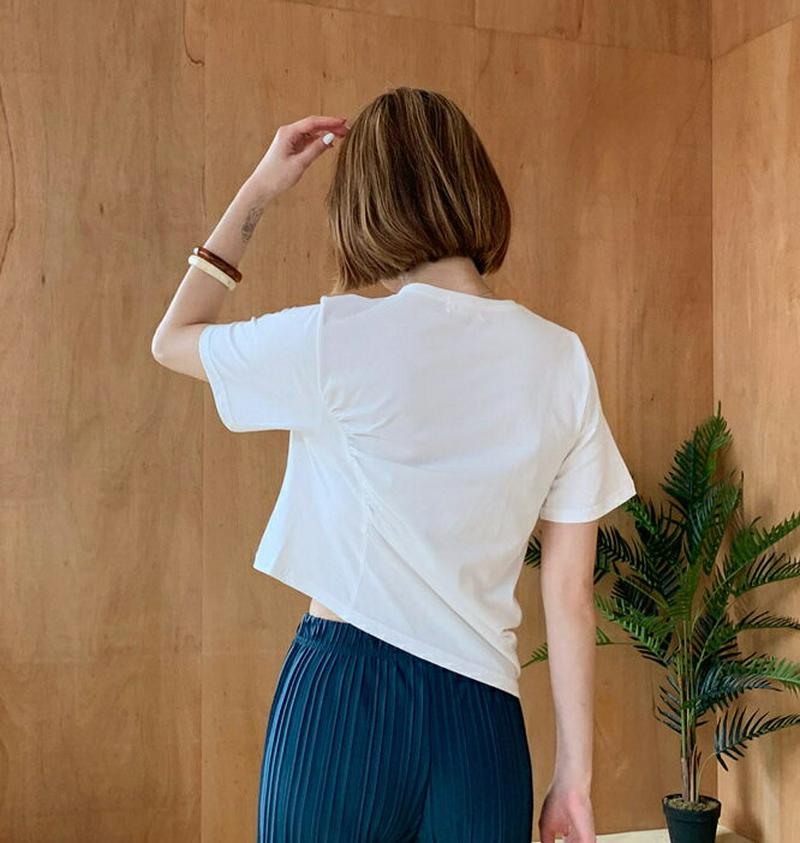 【配送遅延】【新作10%OFF】サイドギャザーTシャツ・全3色・t47927 レディース【tops】【韓国 ファッション トップ