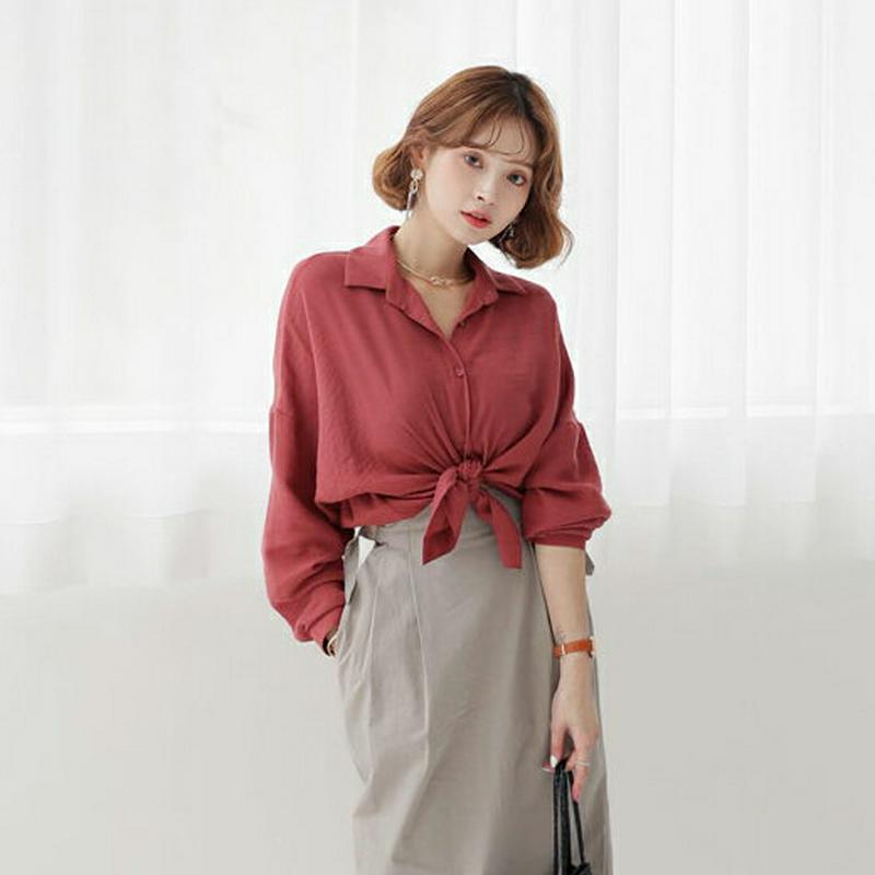 【配送遅延】2WAYルーズシャツ・全3色・t56686 レディース【bl】【韓国 ファッション トップス シャツ ロングスリーブ