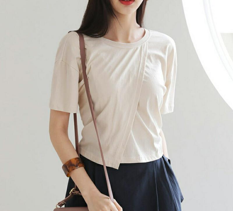 【配送遅延】【新作10%OFF】スリットバックレースアップTシャツ・全3色・t56691 レディース【tops】【韓国 ファッシ