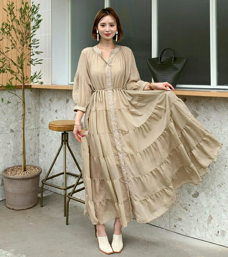 【配送遅延】【新作10%OFF】スリップ&ストラップ付ティアードワンピース・全3色・b56688 レディース【ops】【韓国 フ