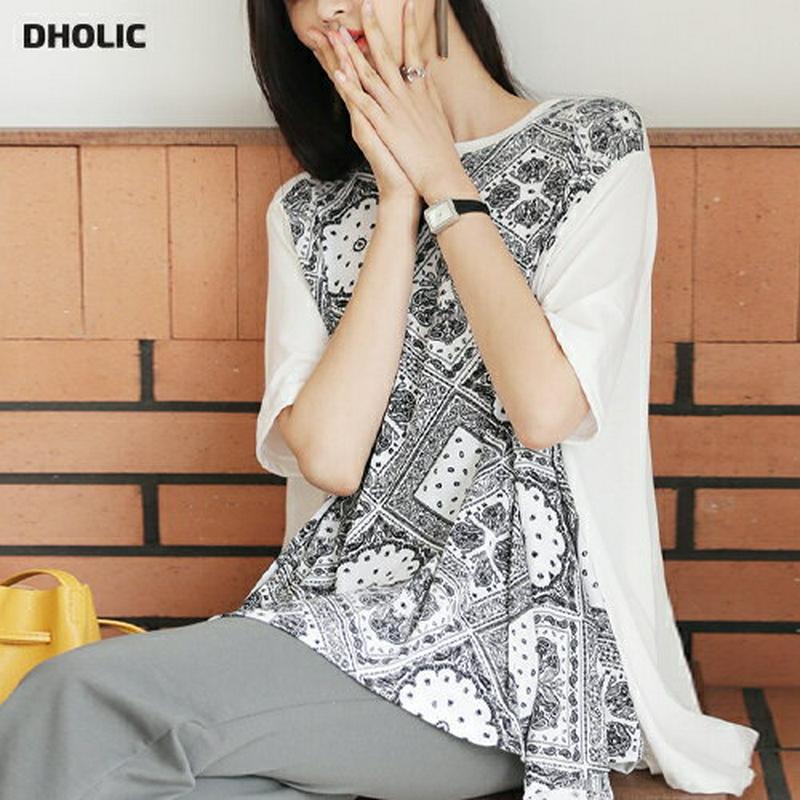 【新作10%OFF】2WAYペイズリーフレアTシャツ・全2色・b56702 レディース【tops】【韓国 ファッション トップス
