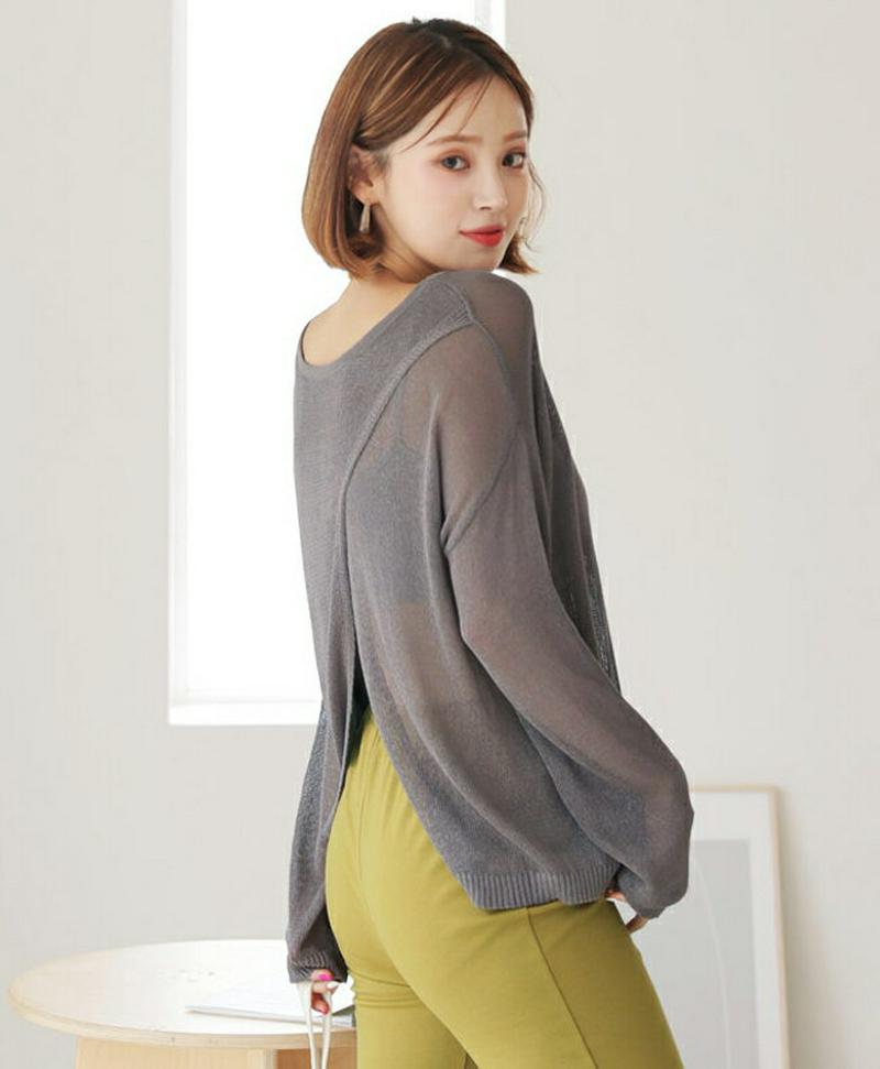 【新作10%OFF】2WAYラウンドスリットニット・全4色・b56701 レディース【tops】【韓国 ファッション トップス 