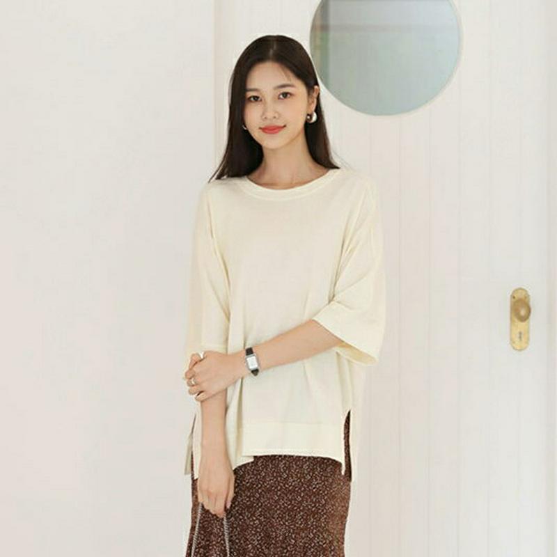ラグランスリットTシャツ・全3色・b56713 レディース【tops】【韓国 ファッション トップス Tシャツ ラウンドネック 