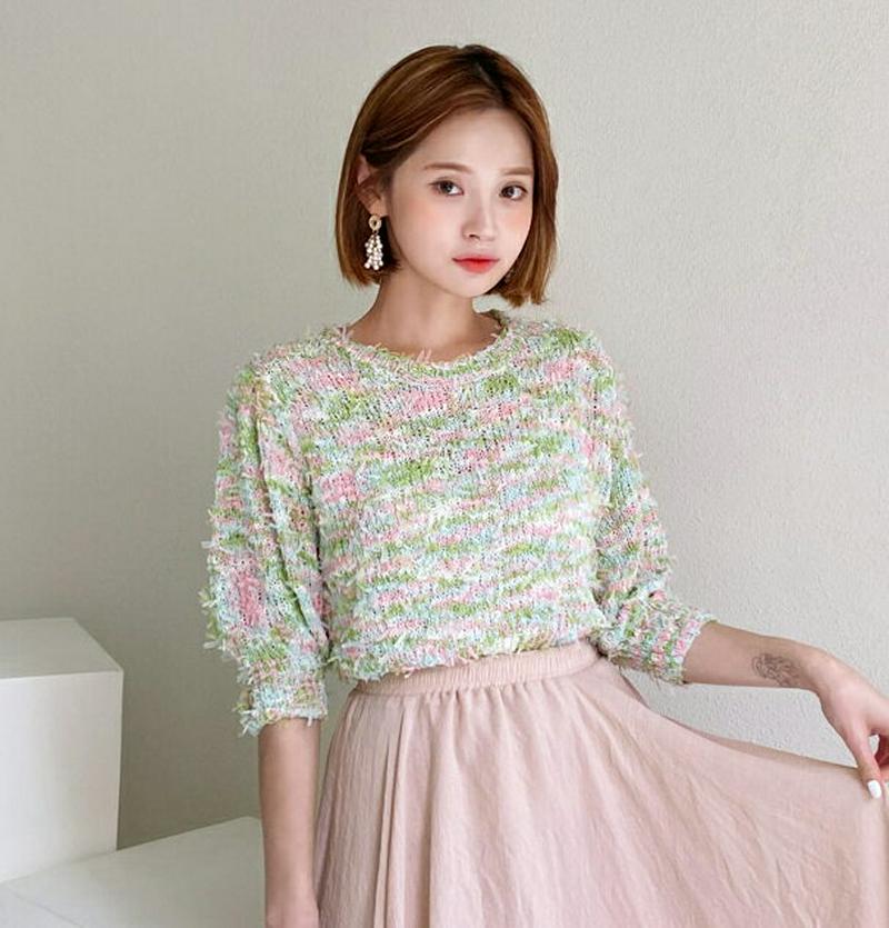 【配送遅延】カラフルニット・全3色・t60578 レディース【tops】【韓国 ファッション トップス ニット ニットトップス 