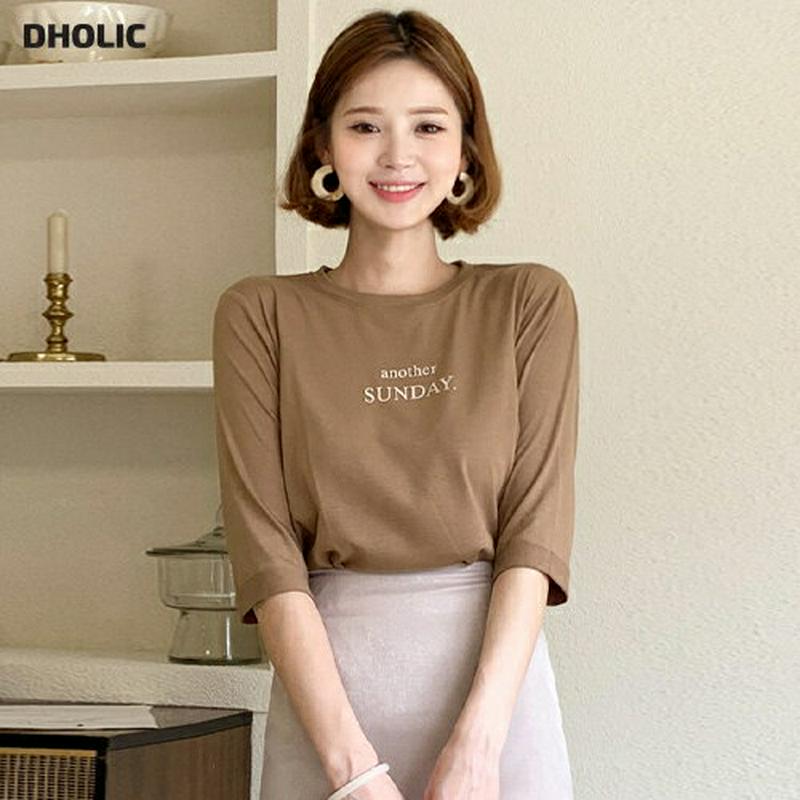 【配送遅延】レタリングロールアップTシャツ・全4色・t60574 レディース【tops】【韓国 ファッション トップス Tシャツ