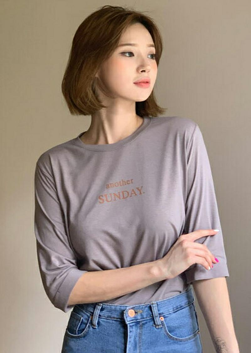 【配送遅延】レタリングロールアップTシャツ・全4色・t60574 レディース【tops】【韓国 ファッション トップス Tシャツ