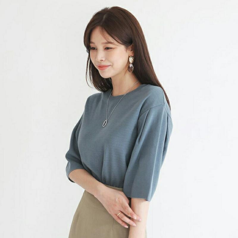 【配送遅延】タックスリーブニット・全4色・b63615 レディース【tops】【韓国 ファッション トップス ニット ニットトッ