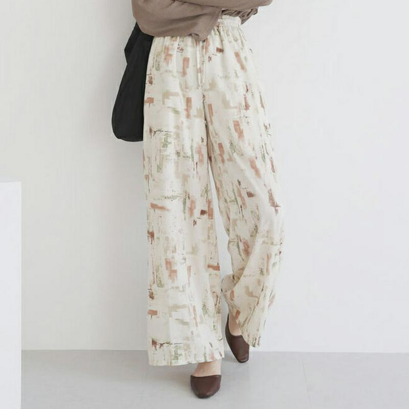 【配送遅延】パターンドロストパンツ・全2色・b63634 レディース【pt】【韓国 ファッション パンツ ズボン ボトムス ロン