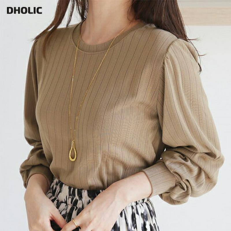 【配送遅延】リブルーズTシャツ・全4色・b63608 レディース【tops】【韓国 ファッション トップス Tシャツ 長袖 リブ