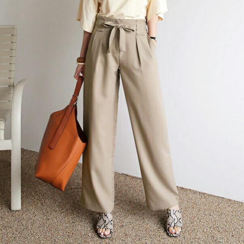 ストラップ付ハイウエストパンツ・全2色・b63714 レディース【pt】【韓国 ファッション パンツ ズボン ボトムス ロングパ