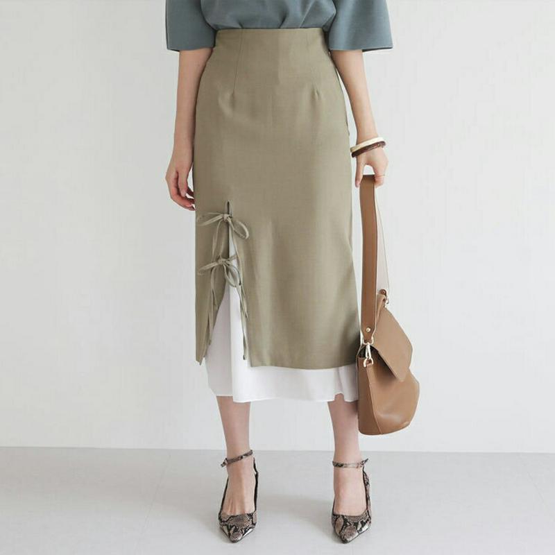 リボンレイヤードスカート・全2色・b63629 レディース【sk】【韓国 ファッション スカート ロング ロングスカート レイヤ