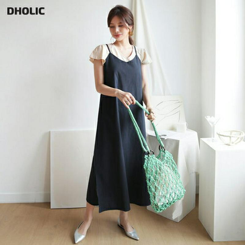 リネン混キャミワンピース・全3色・b63291 レディース【ops】【韓国 ファッション ワンピース ロング ロングワンピース 