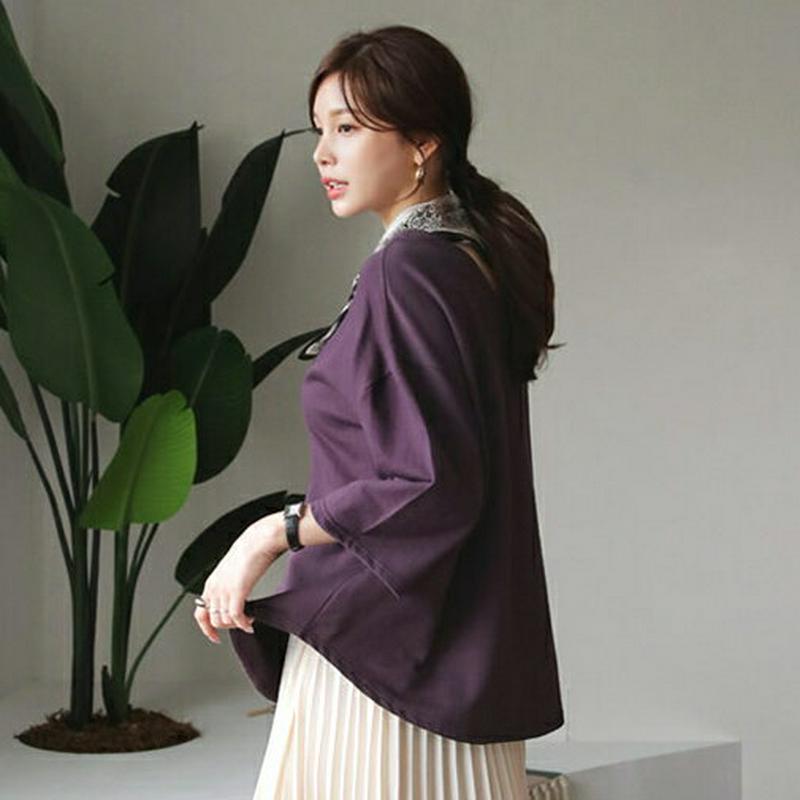 【新作10%OFF】Vネックコットンスウェット・全4色・b63692 レディース【tops】【韓国 ファッション トップス スウ