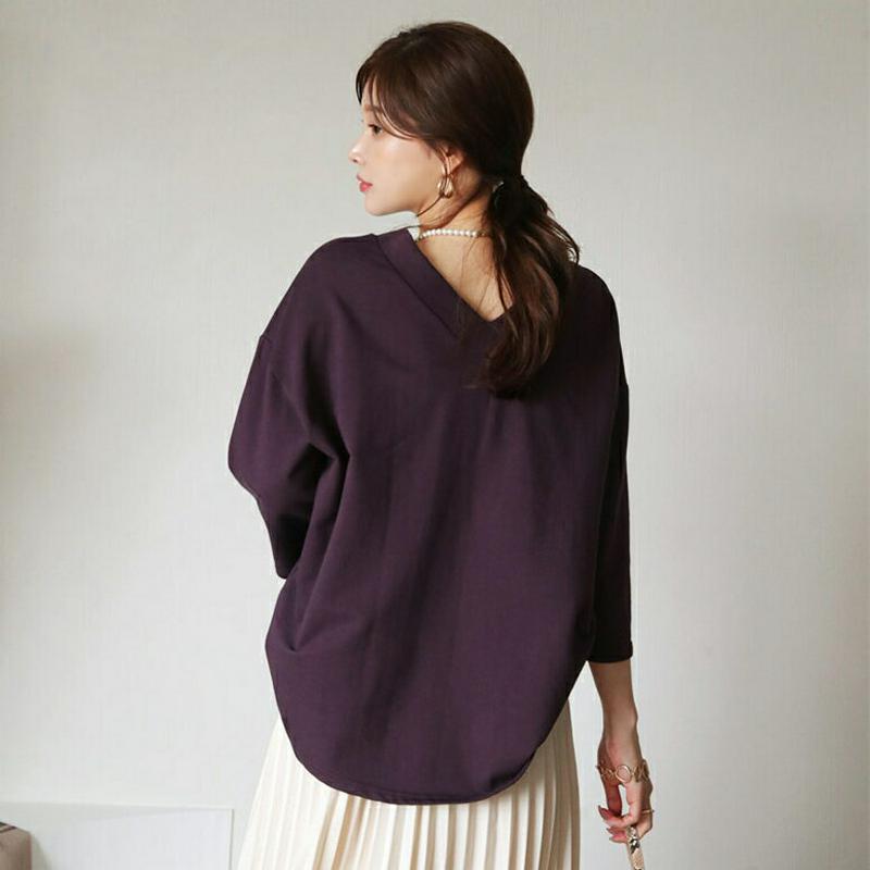 【新作10%OFF】Vネックコットンスウェット・全4色・b63692 レディース【tops】【韓国 ファッション トップス スウ