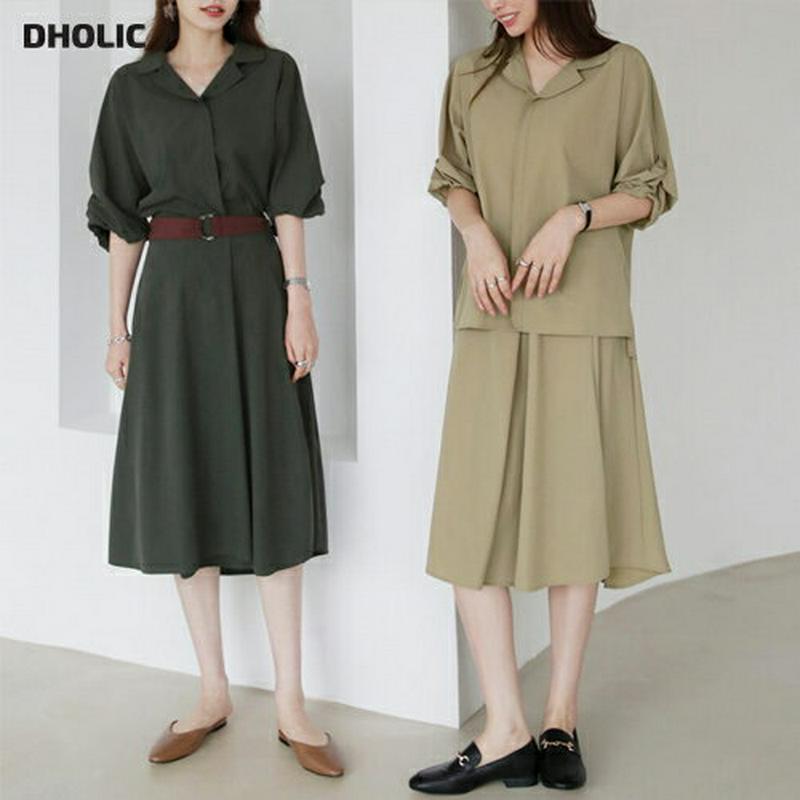 【配送遅延】【新作10%OFF】カラーブラウス&ベルト付スカートSET・全3色・b63706 レディース【ops】【韓国 ファッ