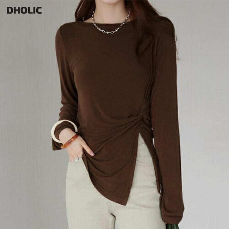 【配送遅延】【新作10%OFF】ボートネックツイストTシャツ・全3色・t63689 レディース【tops】【韓国 ファッション 