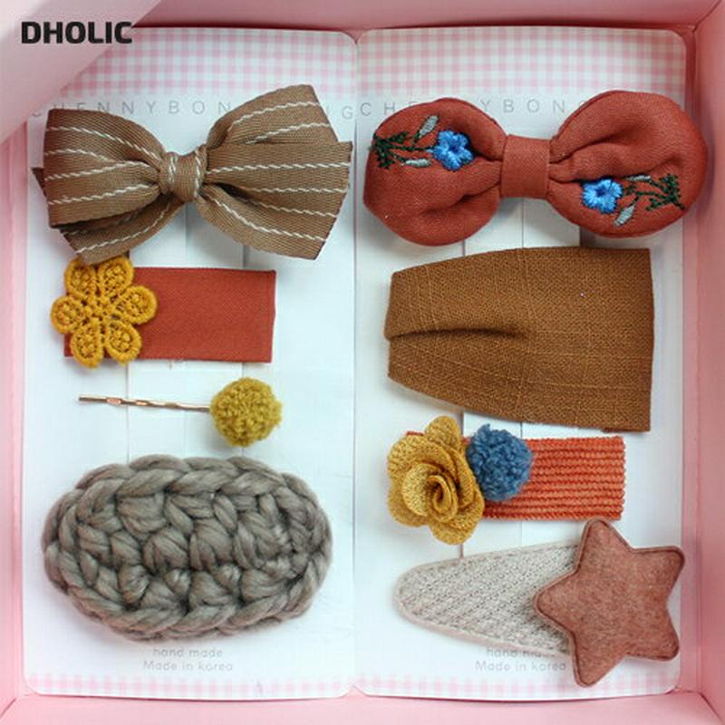 キャメルヘアピンSET・p004911 キッズ【3~8才】【acc】【ヘアアクセサリー セット set ギフトセット プレゼント 誕生日 キャメル 茶色 星 ニット 花 リボン りぼん ヘアピン ピン 女の子 韓国 韓国子供服 子供 こども 子供服 こども服】【KIDS】【KK】