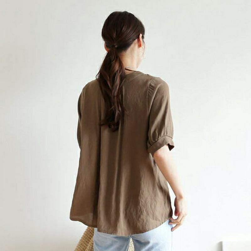【配送遅延】Vネックパフブラウス・全4色・b63284 レディース【bl】【韓国 ファッション トップス ブラウス 半袖 ハーフ
