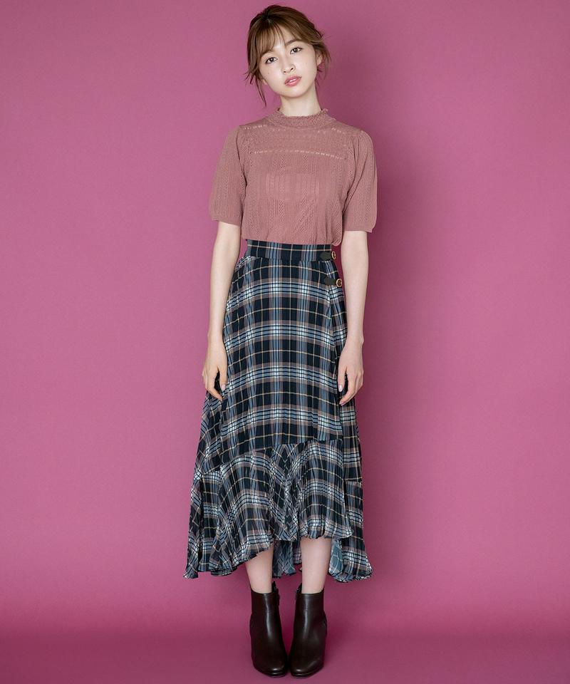 シフォンチェックプリーツスカート