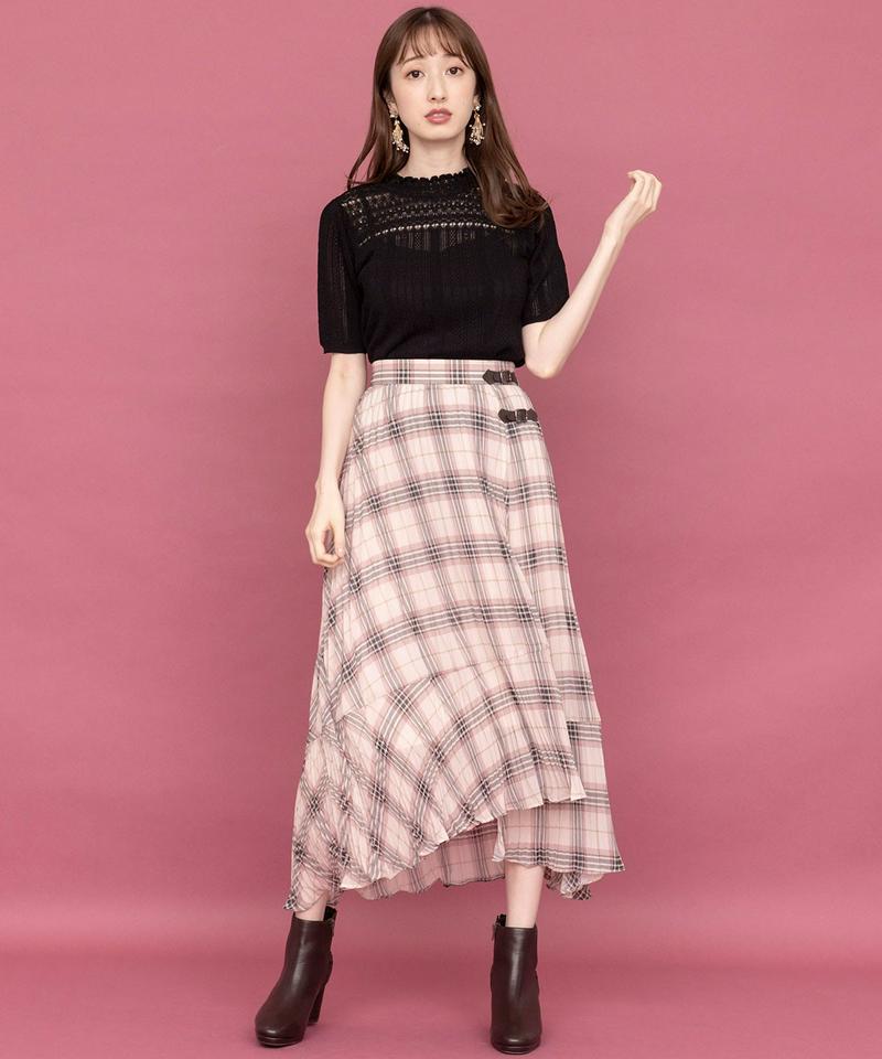 シフォンチェックプリーツスカート