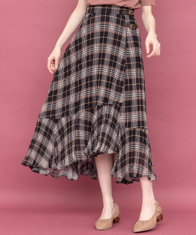 シフォンチェックプリーツスカート