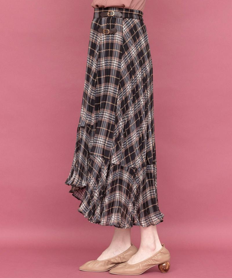 シフォンチェックプリーツスカート