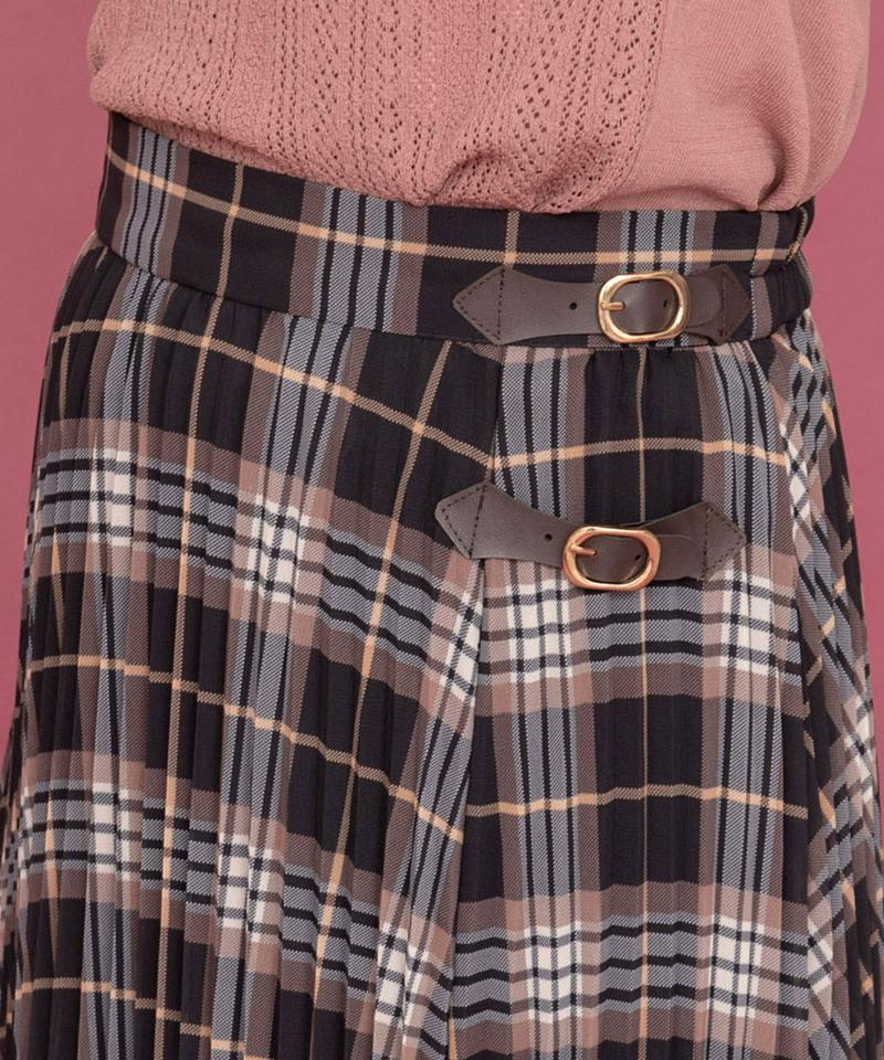 シフォンチェックプリーツスカート