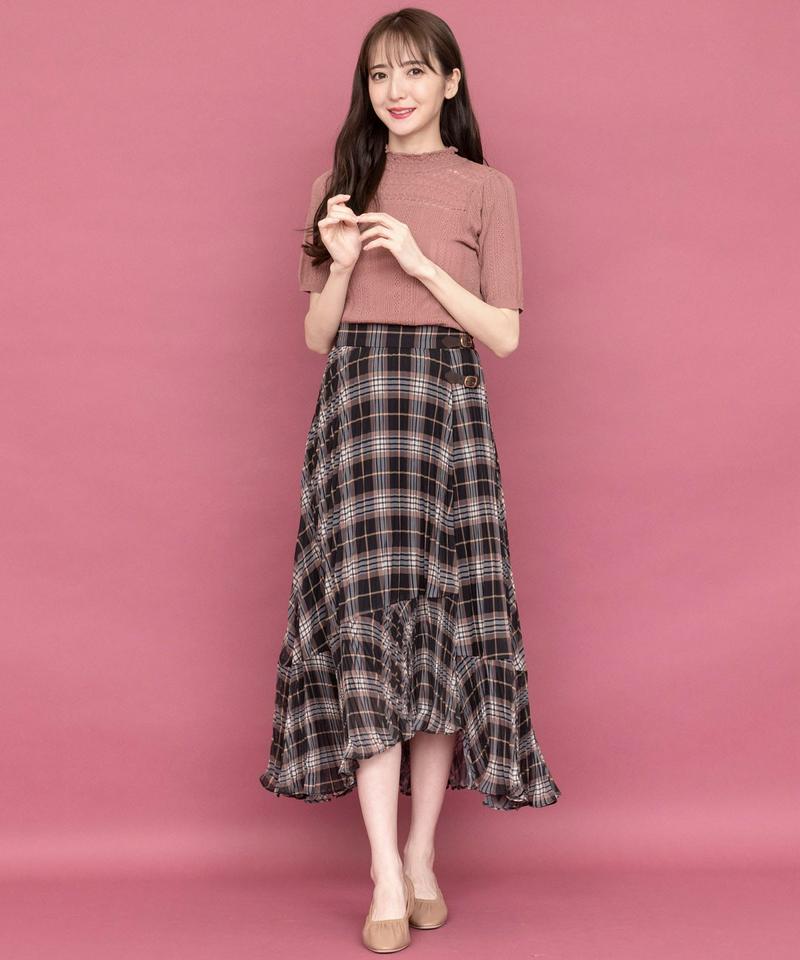 シフォンチェックプリーツスカート