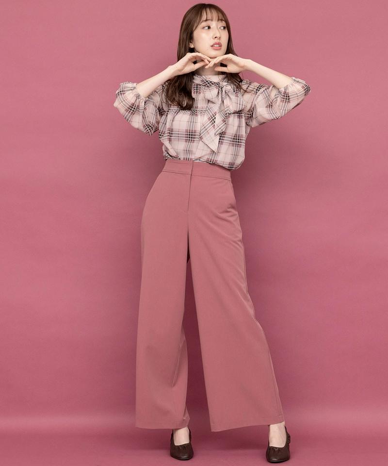 シフォンチェックリボンブラウス