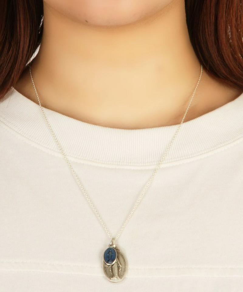 シルバー925 メダイシルバー×ブルーネックレス