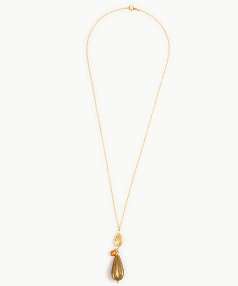 K14GF シトリン×アクリルシードチャームネックレス