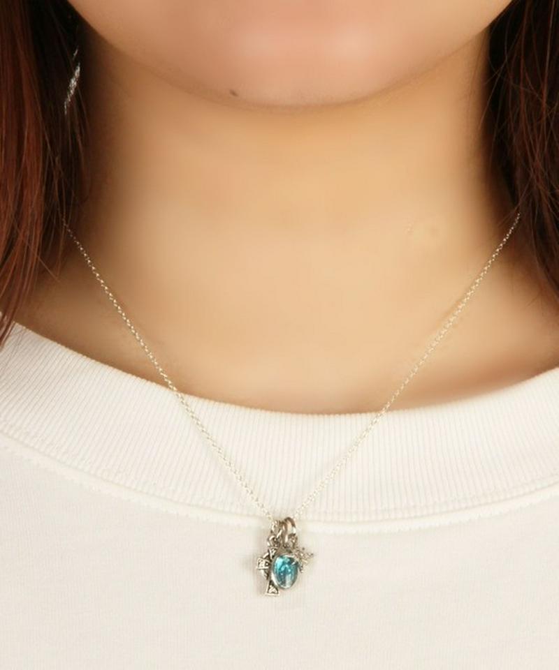シルバー925 メダイブルー×ガラスネックレス