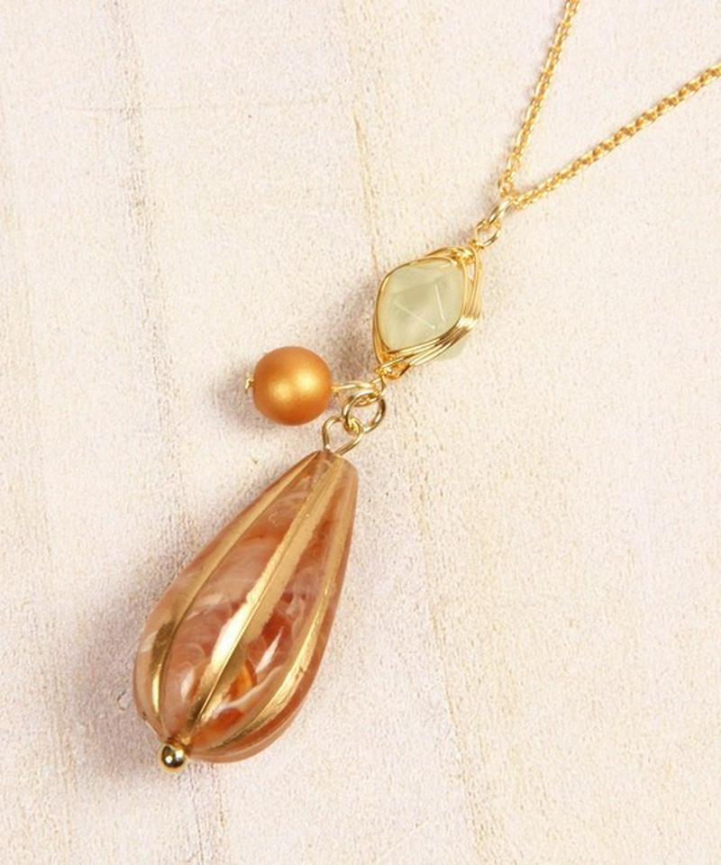 K14GF プレナイト×アクリルシードチャームネックレス