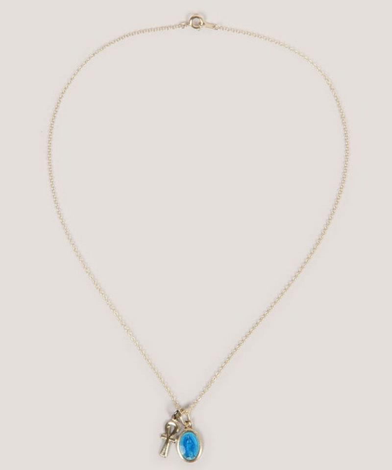 シルバー925 メダイブルー×アンククロスネックレス