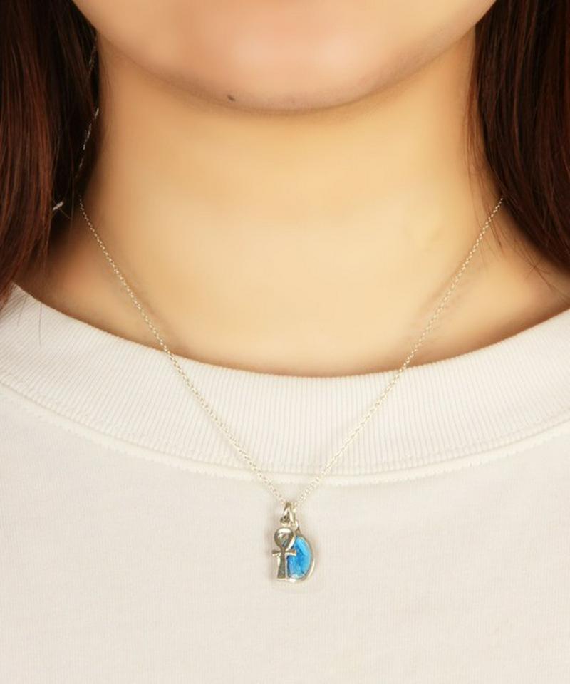 シルバー925 メダイブルー×アンククロスネックレス