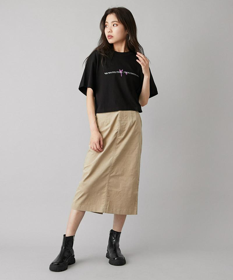 ぺプラムベルト付きペンシルスカート